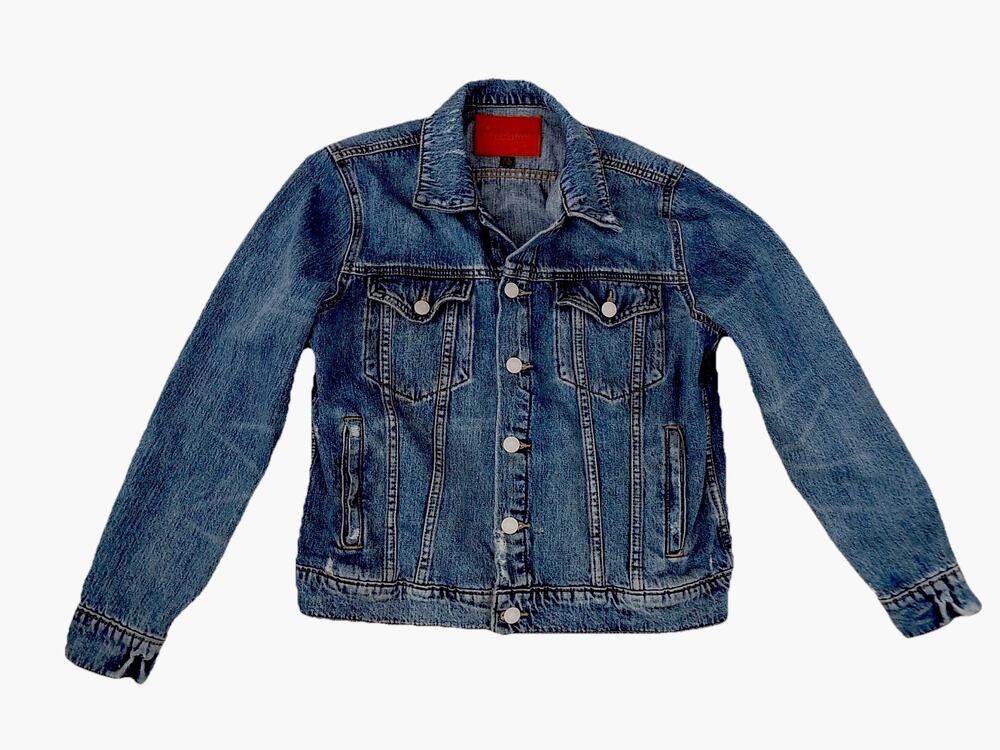 Lucky Brand denim jacket trucker distressed womens size Large